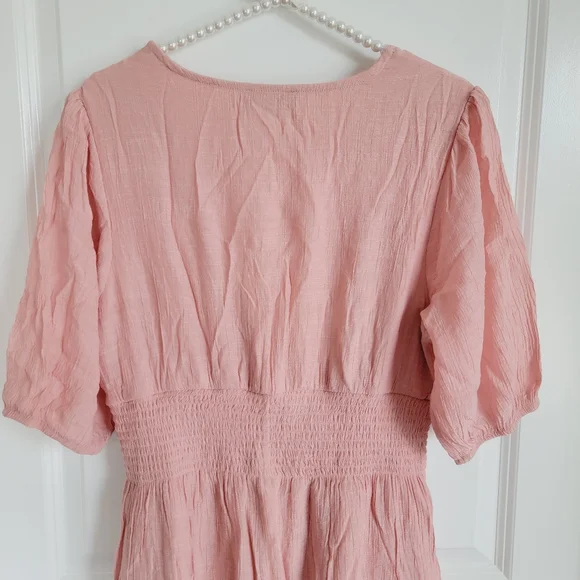 *Host Pick* Coral Peach V-Neck Balloon Sleeve Casual Mini Dress Sz Petite XL - Picture 6 of 10